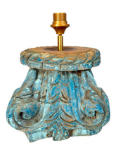 Afbeelding in Gallery-weergave laden, Lampenvoet hout blauw