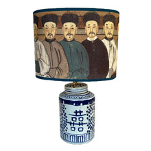 Load image into Gallery viewer, Lampenkap La cite interdite laque de Chine - Pierre Frey Ø 25cm Ovaal blauw