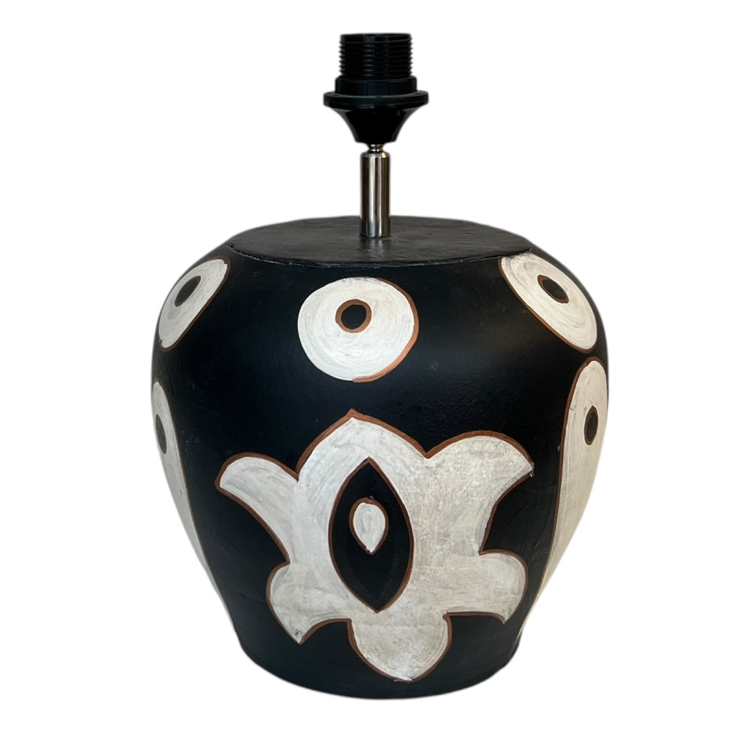Lampenvoet Afrikaanse pot zwart/wit/bruin