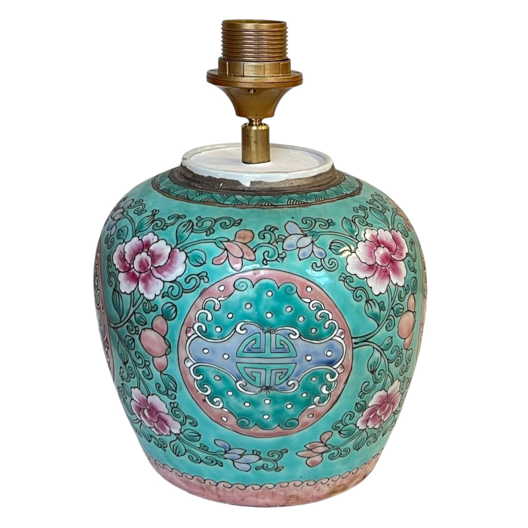 Lampenvoet gemberpot turquoise bloem